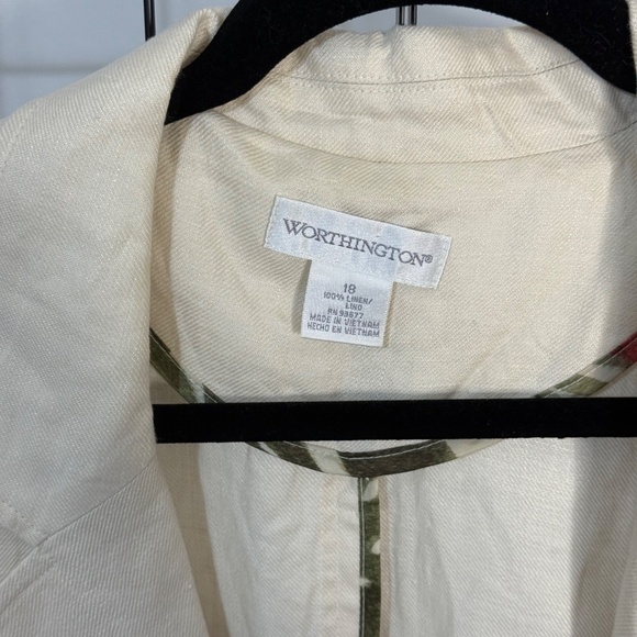 Worthington’s Size 18 100% Linen Short Blazer and Wide Leg Pant Set - Picture 3 of 7